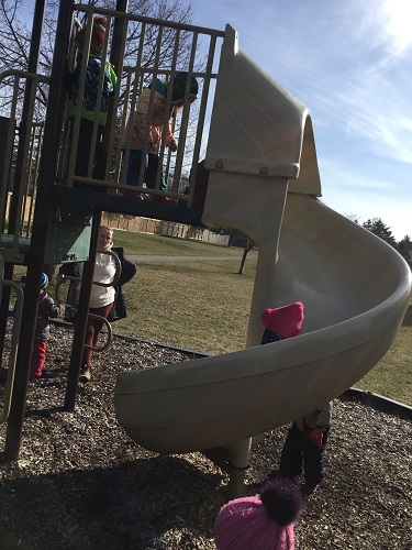 Children on a slide