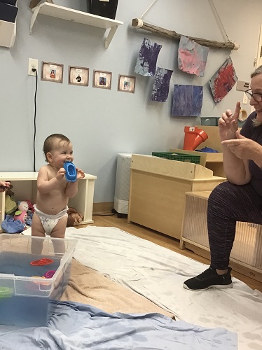 Child playing in the water