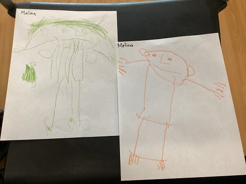 A comparison of child's drawings of a person.