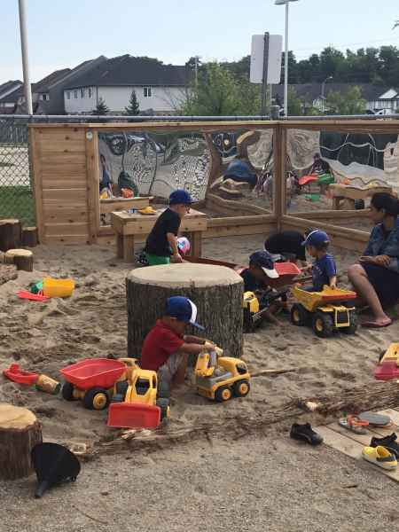 children playing in a natural sandbox