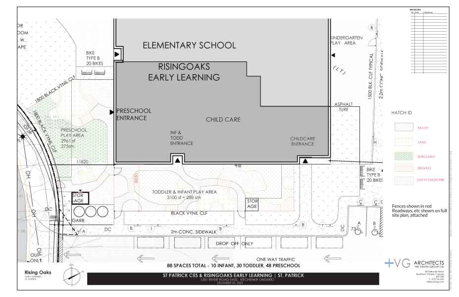 site plan showing building and child care playground
