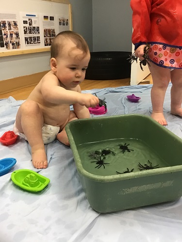 child holding a spider