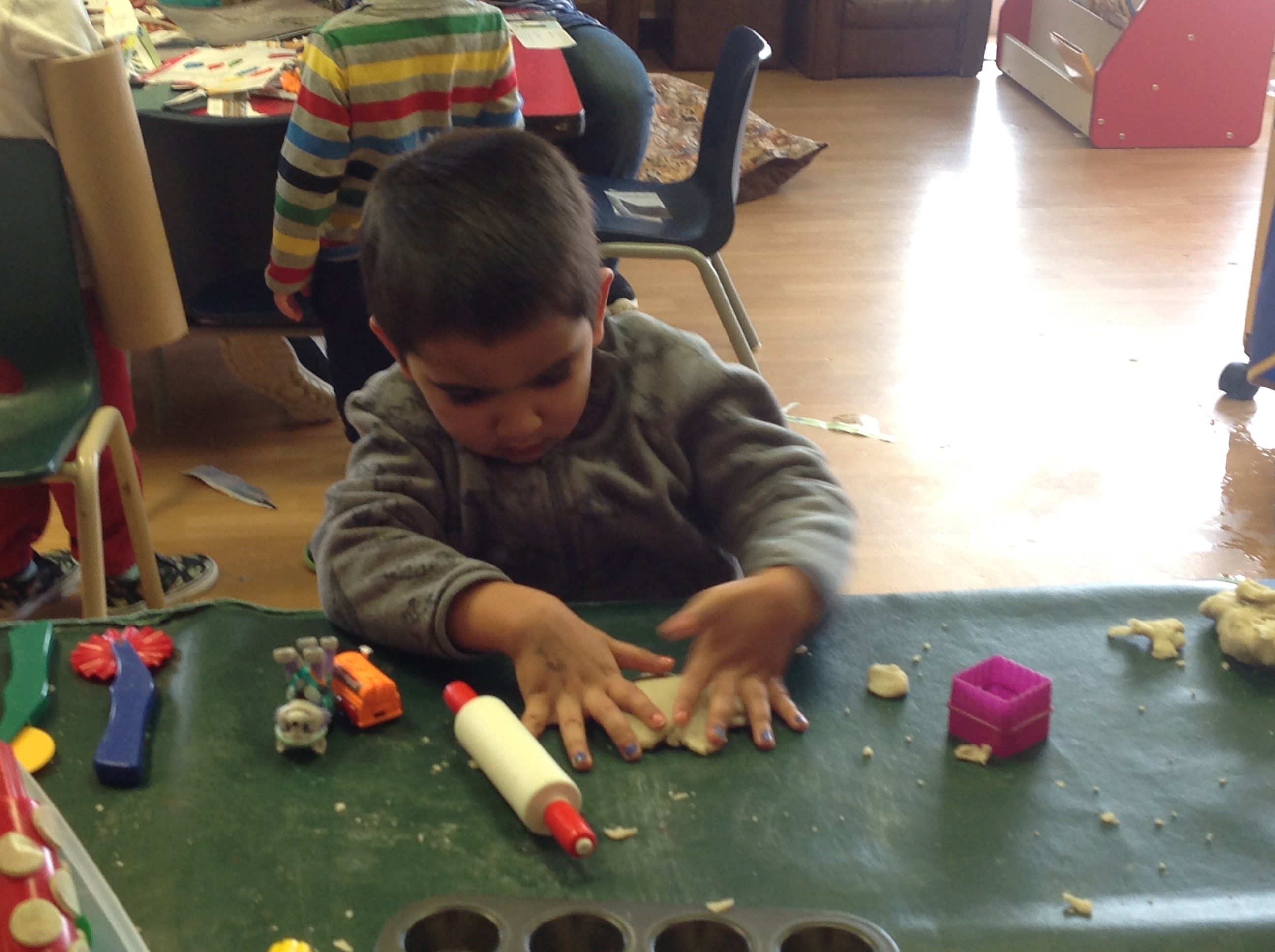 making playdough pancakes
