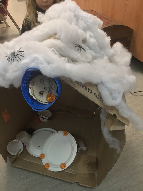 finished halloween game on the carpet