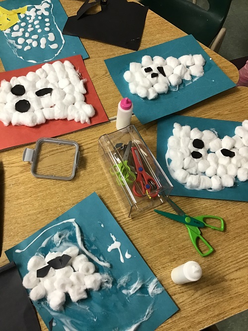 Created cotton ball ghosts.