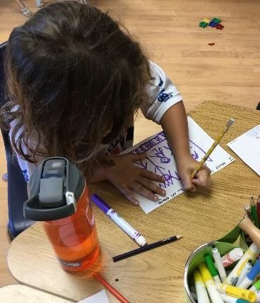 girl drawing a scene of a play